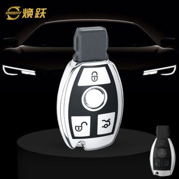 MEC1T1-Black Glue Style-Silver Plating- Car Key Cover For Mercedes-Benz