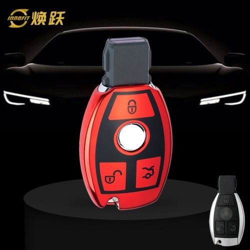 MEC1T1-Black Glue Style-Red Plating- Car Key Cover For Mercedes-Benz