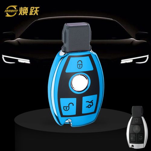 MEC1T1-Black Glue Style-Blue Plating- Car Key Cover For Mercedes-Benz