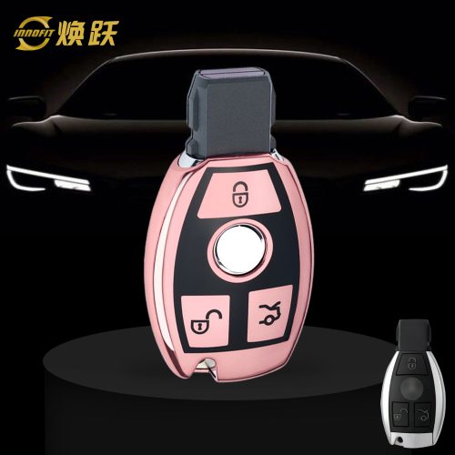 MEC1T1-Black Glue Style-Rose Gold Plating- Car Key Cover For Mercedes-Benz