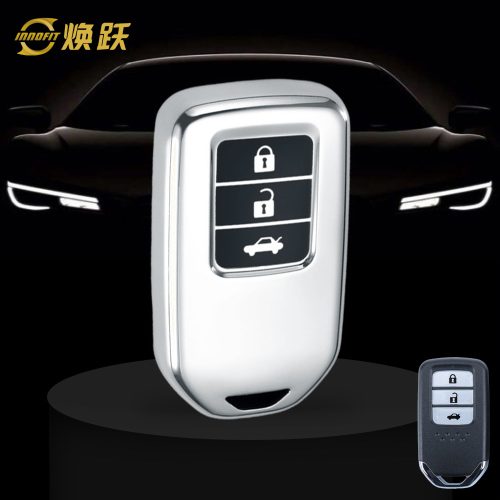 HOA1T1-Black Glue Style-Silver Plating- Car Key Cover For Honda