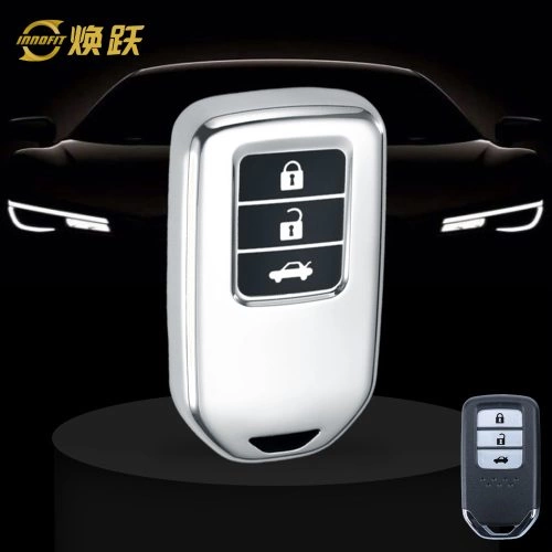 HOA1T1-Black Glue Style-Silver Plating- Car Key Cover For Honda