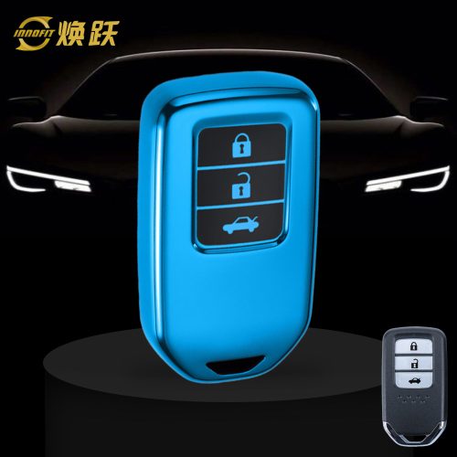 HOA1T1-Black Glue Style-Blue Plating- Car Key Cover For Honda