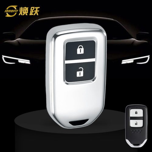 HOA2T1-Black Glue Style-Silver Plating- Car Key Cover For Honda