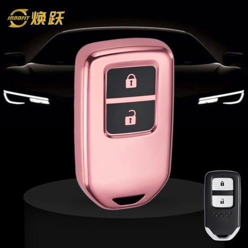 HOA2T1-Black Glue Style-Rose Gold Plating- Car Key Cover For Honda