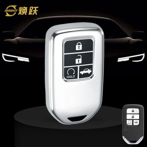 HOA20T1-Black Glue Style-Silver Plating- Car Key Cover For Honda