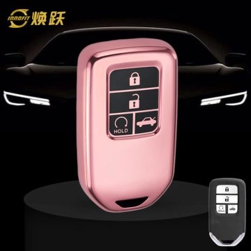 HOA20T1-Black Glue Style-Rose Gold Plating- Car Key Cover For Honda