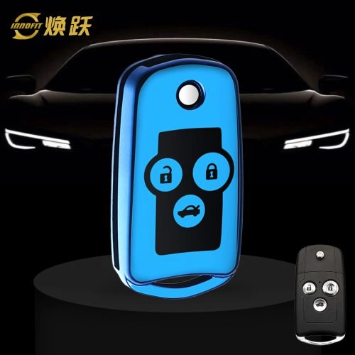HOE1T1-Black Glue Style-Blue Plating- Car Key Cover For Honda