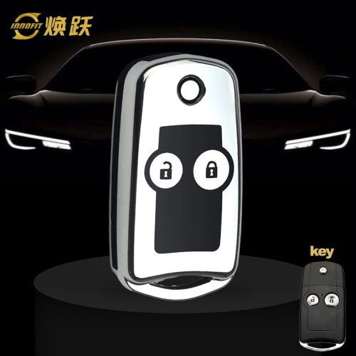 HOE2T1-Black Glue Style-Silver Plating- Car Key Cover For Honda