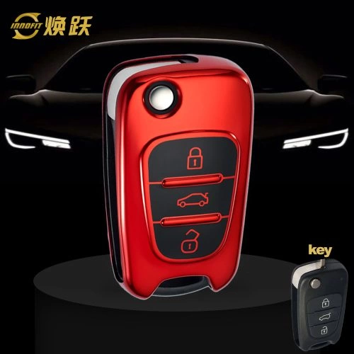 HYG2T1-Black Glue Style-Red Plating- Car Key Cover For Hyundai
