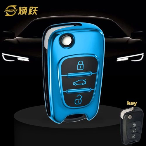 HYG2T1-Black Glue Style-Blue Plating- Car Key Cover For Hyundai
