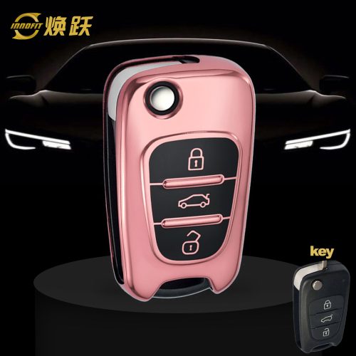 HYG2T1-Black Glue Style-Rose Gold Plating- Car Key Cover For Hyundai