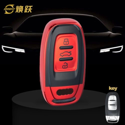 AUB1T1-Black Glue Style-Red Plating- Car Key Cover For Audi