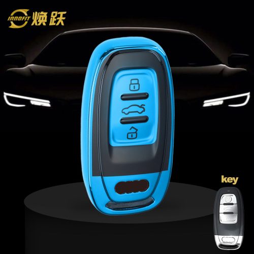 AUB1T1-Black Glue Style-Blue Plating- Car Key Cover For Audi