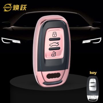 AUB1T1-Black Glue Style-Rose Gold Plating- Car Key Cover For Audi