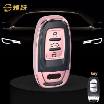AUB1T1-Black Glue Style-Rose Gold Plating- Car Key Cover For Audi