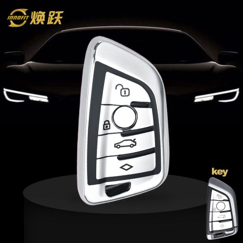BMB1T1-Black Glue Style-Silver Plating- Car Key Cover For BMW