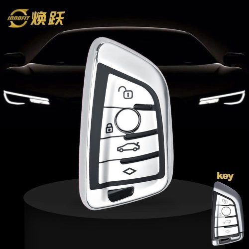 BMB1T1-Black Glue Style-Silver Plating- Car Key Cover For BMW