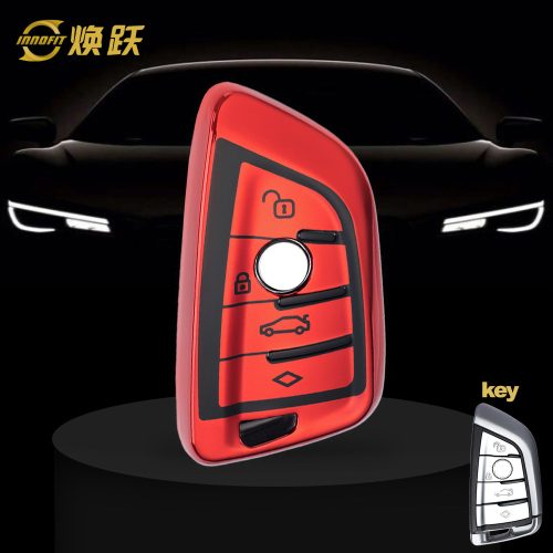 BMB1T1-Black Glue Style-Red Plating- Car Key Cover For BMW