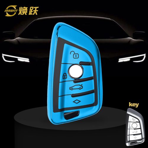 BMB1T1-Black Glue Style-Blue Plating- Car Key Cover For BMW