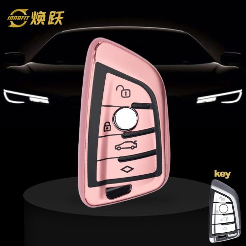 BMB1T1-Black Glue Style-Rose Gold Plating- Car Key Cover For BMW