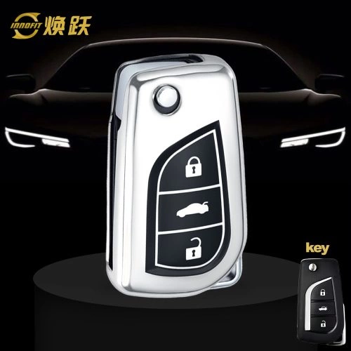 TOA1T1-Black Glue Style-Silver Plating- Car Key Cover For Toyota