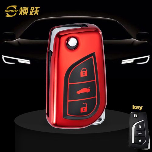 TOA1T1-Black Glue Style-Red Plating- Car Key Cover For Toyota