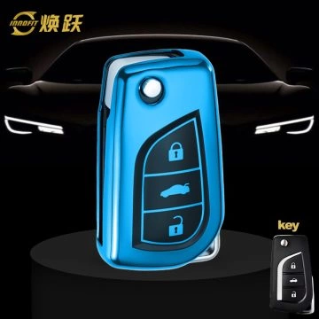 TOA1T1-Black Glue Style-Blue Plating- Car Key Cover For Toyota