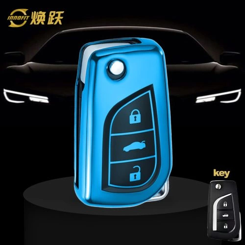 TOA1T1-Black Glue Style-Blue Plating- Car Key Cover For Toyota