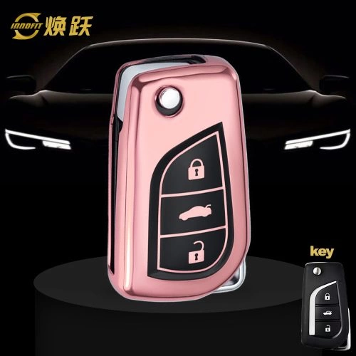 TOA1T1-Black Glue Style-Rose Gold Plating- Car Key Cover For Toyota