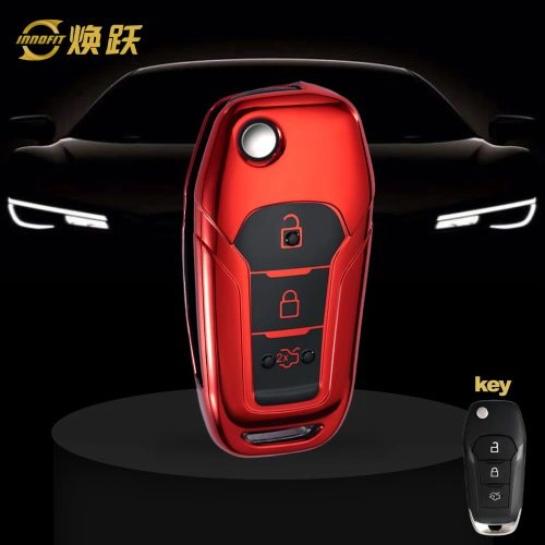 FOA1T1-Black Glue Style-Red Plating- Car Key Cover For Ford