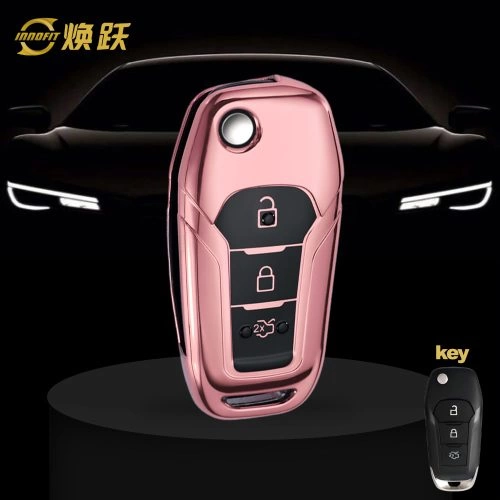 FOA1T1-Black Glue Style-Rose Gold Plating- Car Key Cover For Ford