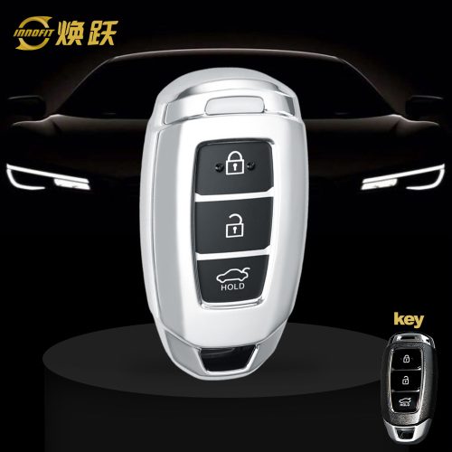HYA1T1-Black Glue Style-Silver Plating- Car Key Cover For Hyundai