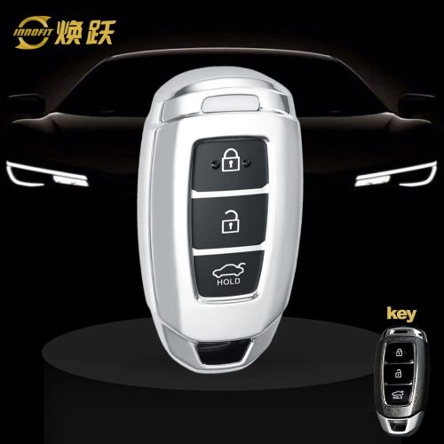 HYA1T1-Black Glue Style-Silver Plating- Car Key Cover For Hyundai