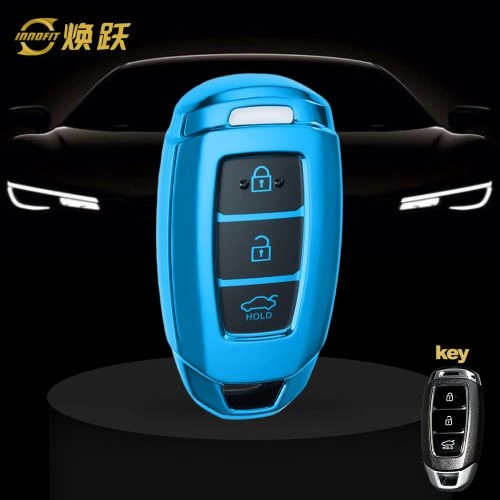 HYA1T1-Black Glue Style-Blue Plating- Car Key Cover For Hyundai