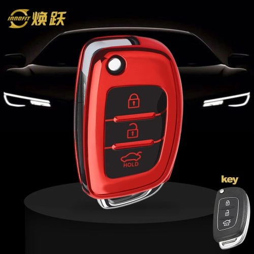 HYF2T1-Black Glue Style-Red Plating- Car Key Cover For Hyundai