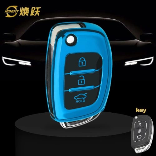 HYF2T1-Black Glue Style-Blue Plating- Car Key Cover For Hyundai