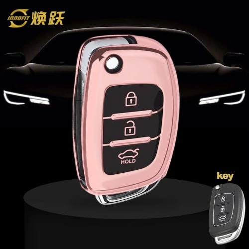 HYF2T1-Black Glue Style-Rose Gold Plating- Car Key Cover For Hyundai