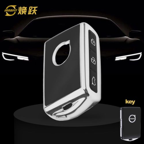 VLA1T1-Black Glue Style-Silver Plating- Car Key Cover For Volvo