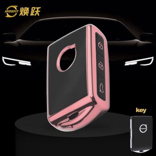 VLA1T1-Black Glue Style-Rose Gold Plating- Car Key Cover For Volvo