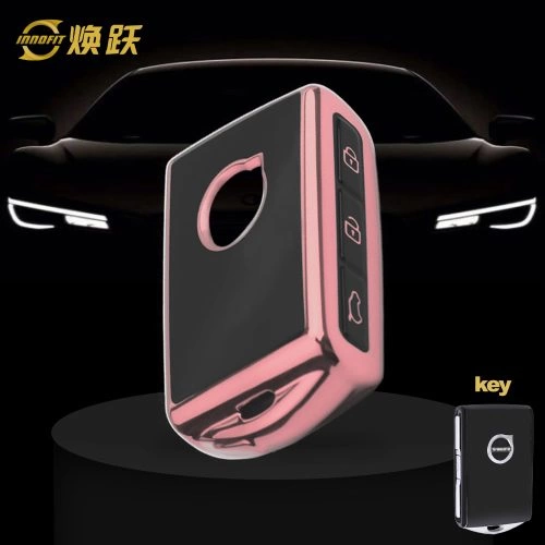 VLA1T1-Black Glue Style-Rose Gold Plating- Car Key Cover For Volvo