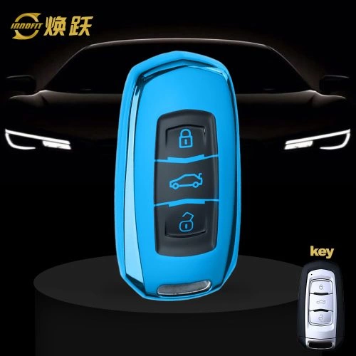 GEA1T1-Black Glue Style-Blue Plating- Car Key Cover For Geely Auto