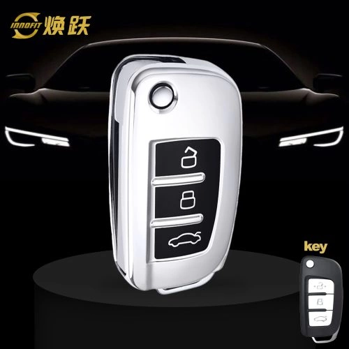 GED1T1-Black Glue Style-Silver Plating- Car Key Cover For Geely Auto
