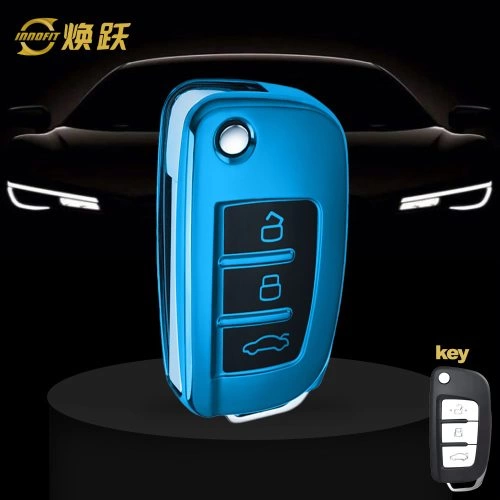 GED1T1-Black Glue Style-Blue Plating- Car Key Cover For Geely Auto