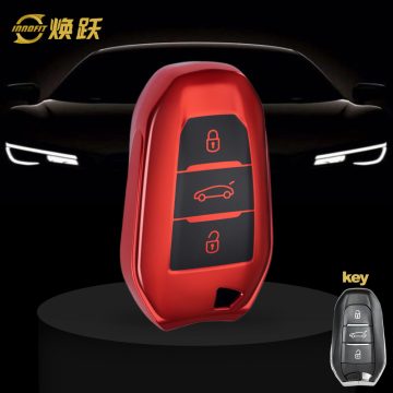 PUC1T1-Black Glue Style-Red Plating- Car Key Cover For Peugeot