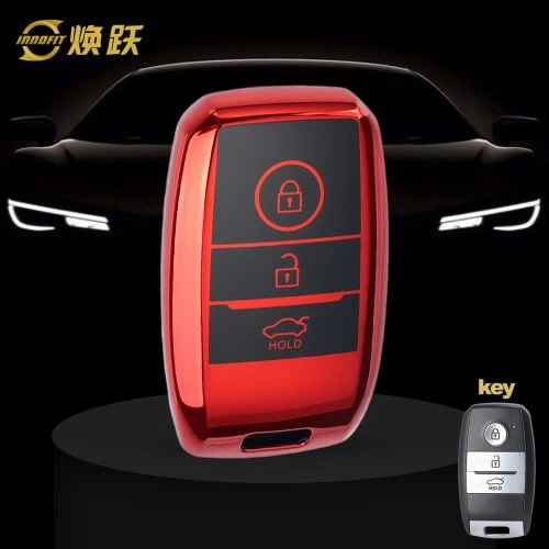 KIH1T1-Black Glue Style-Red Plating- Car Key Cover For Kia