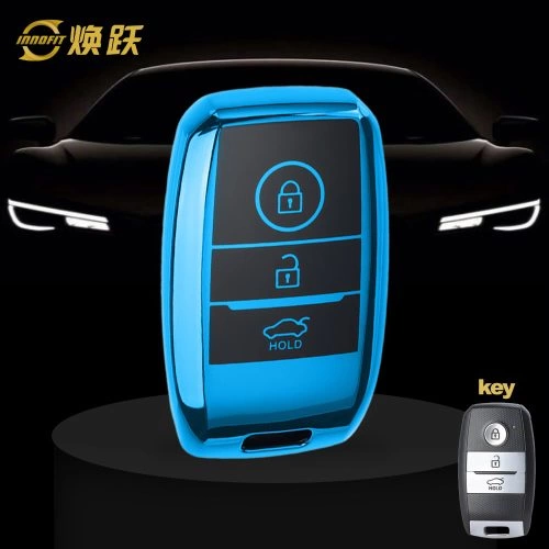KIH1T1-Black Glue Style-Blue Plating- Car Key Cover For Kia