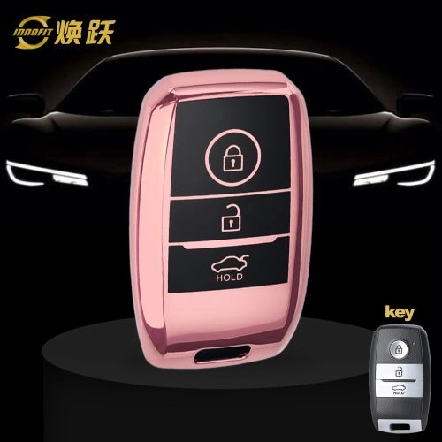 KIH1T1-Black Glue Style-Rose Gold Plating- Car Key Cover For Kia