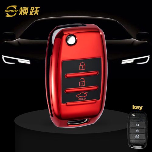 KIE1T1-Black Glue Style-Red Plating- Car Key Cover For Kia