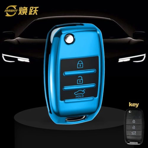 KIE1T1-Black Glue Style-Blue Plating- Car Key Cover For Kia